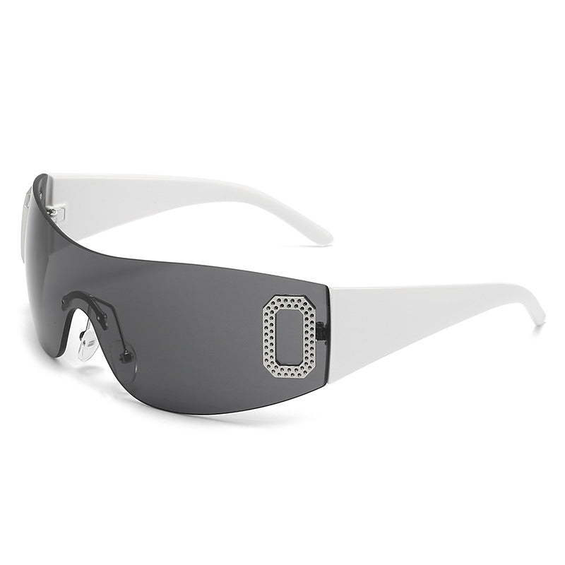 Wholesale of New Y2K Letter Integrated Sunshade PC Sunglasses
